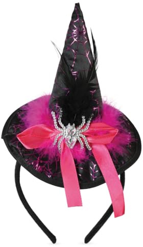 KarnevalsTeufel Mini-Hexenhut-Haarreif mit Spinnen-Design für Halloween Karneval und Mottopartys Einheitsgröße