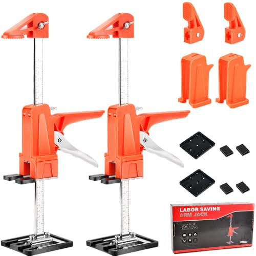 Elevador de Armarios,Elevador de Mano,Herramienta De Elevación De Brazos,2 piezas 39cm con Escala ajuste de altura y sobrecubiertas,Para Paneles de Puertas,Armarios, Azulejos de Pared,etc