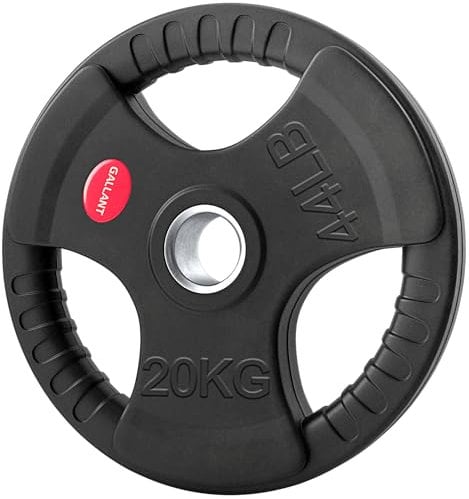 Gallant 20kg Weights Plate Single, 2 Inch Olympic Weight Plates, Rubber Coated Cast Iron with Tri Grip for Olympic Barbell Weights, (20kg weight plate x 1) Home Gym Strength Training