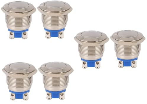 BUGUUYO 6 Stk Schaltknopf aus Metall Aufzug Druckknopfschalter rastender Druckknopfschalter taktiler Druckknopf an aus repiter tastschalter Metallknopf 19-mm-Knopf Rostfreier Stahl Silver