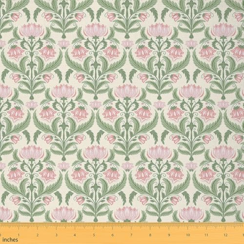 Loussiesd Erwachsene Rosa Damast Stoff 92x150cm,Vintage Floral Damast Stoffpaket Männer,Antike viktorianische Barock Partei Klassische Dekostoff,Vintage Damast Patchwork Stoffe