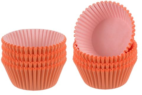 QUARKZMAN 200 Stück Cupcake-Förmchen Orange Cupcake-Becher Standardgröße Muffin-Förmchen Papiere Backbecher Wrapper Fettbeständig für Party Hochzeit Geburtstag