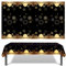 MORAINJAY 2 Stück Schwarze Eid Tischdecke Party, 130x220cm Große Tischdecken für Eid Mubarak Party, Rechteckige Kunststoff Tischdecken Mond und Stern Dekorationen für Islam, Muslimische