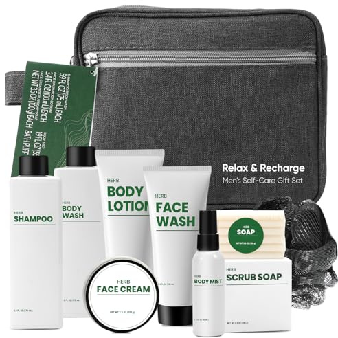 BODY & EARTH Geschenk für Männer - Reise Toilettenartikel Set 10tlg | Geburtstags&Jubiläumsgeschenke für Männer, Pflegesets Pflanzlichen Düften, Weihnachtsgeschenke für Ihn