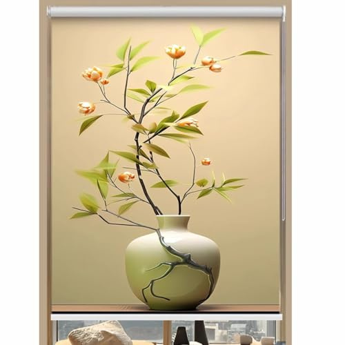 Verdunkelungsrollo Verdunklungsrollo Wasserdicht Thermo Rollo für Zuhause Büro Fenster mit Exquisites Muster Sichtschutz Blau (60x135 cm,I)