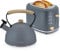 briebe Nordic Ensemble Grille Pain 2 Fentes Tranches Larges, 6 Niveaux de Dorage + Bouilloire Induction Sifflante 2,3L, Acier Inoxydable, sans BPA, Pack Petit Déjeuner, Design Nordique, Gris