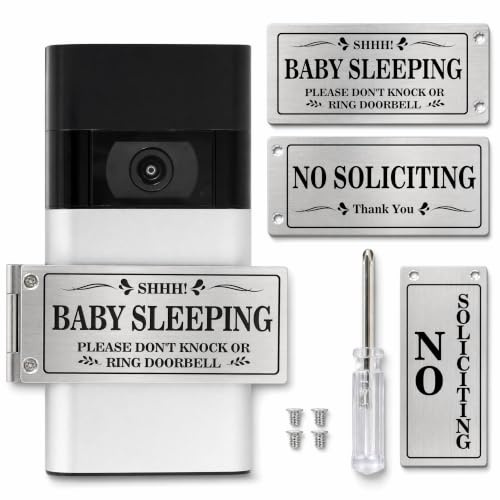 Baby Sleeping Doorbell Cover — Rotatable Shh! Baby Sleeping & No Soliciting Sign, No-Drill Adhesive Install, Fits Ring Video Doorbell, Great New Mom Gift