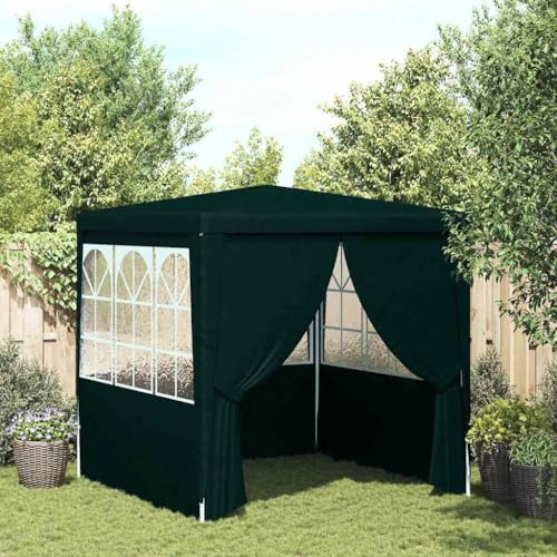 HUAKEHOM Profi Partyzelt mit Seitenwänden UV-beständig Wasserbeständig Pavillon Festzelt Gartenpavillon Gartenzelt Garten Bierzelt 2,5×2,5m Grün 90 g/m²