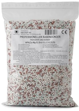 R&R SHOP - Engrais Professionnel CE pour Gazon, NPK 20-0-12, Effet Immédiat, Gazon Vert et Sain au Printemps et en Automne (4.5Kg - 150mq)