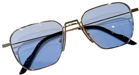 TOIPASTN Lunettes de soleil vintage tendance pour femmes et hommes, verres solaires en métal UV400 (bleu)