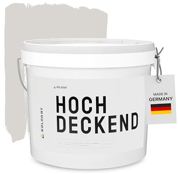 Kolorat® matte Wandfarbe, helles, warmes Greige 5L Hochdeckend | Made in DE | Matte Innenfarbe für Wand & Decke, hohe Deckkraft, tropft nicht, geruchsarm, für Raufaser, Putz, Gipskarton und Vlies