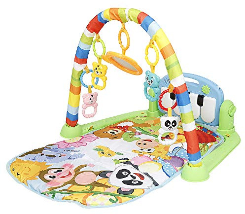Belfoyer Baby Spielmatte 4-in-1 mit Spielbogen & Musik – Faltbare Krabbelmatte für Neugeborene, Erlebnisdecke mit Hängespielzeug, Licht & Piano – Spielmatte Baby für Motorik, Bauchzeit & Sensorik-WX03