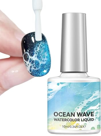 Watercolour Nail Gel, Quick Drying Varnish, 10 ml, Sea Colours Nail Polish for Women, Men, Teenagers, Home Use, Daily Use, Parties and