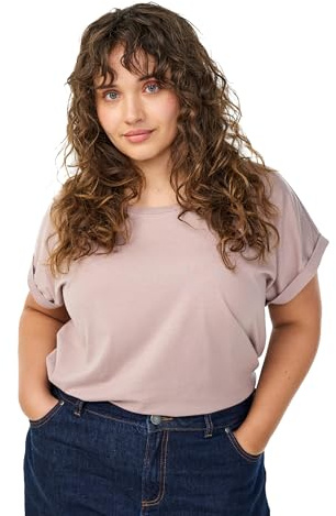 Zizzi Damen T-Shirt Große Größen Baumwolle Rundhalsausschnitt Größe Gr XL Etherea