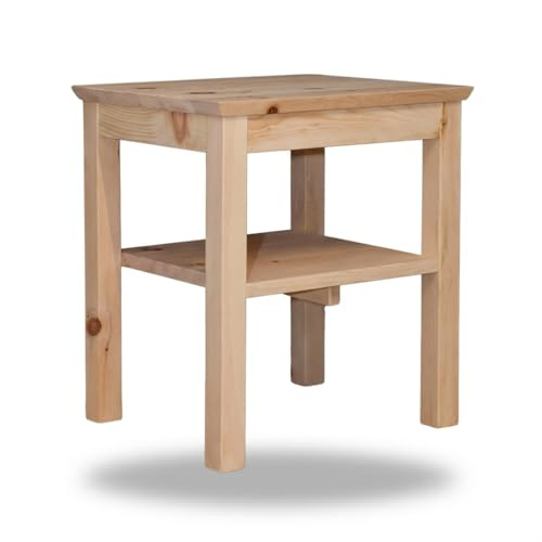 geborgenschlafen.com Massivholz Nachttisch EMMI aus Zirbe 49x38 cm : Beistelltisch, Natur unbehandelt, mit Ablage, fertig montiert, Made in Germany (49x45x38 cm)