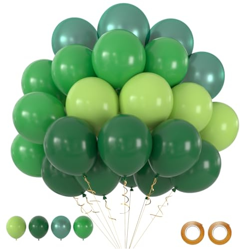 Grüne Luftballons Tannengrün Dunkelgrün Hellgrün, 50 Stück 12 zoll Latex Ballons Helium Ballons Set für Geburtstag Weihnachten Hochzeit Dschungel Jungle-Party St. Patrick's Day Gartenparty Deko