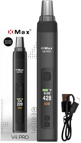 XMAX V4 Pro Dry Herb Vaporizer [] - No Nicotine | Available in 4 colours - USB-C Charging, Removable Battery, OLED Display, Session or On-Demand Modes, Temperature Control