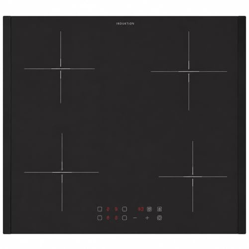 Oranier Induktionskochfeld 60 cm Glaskeramik Matt mit 2 Seitenleisten schwarz - Kochfeld Induktion autark mit Topfgrößenerkennung, Touch Control, Booster, 4 Kochzonen & roter LED Anzeige