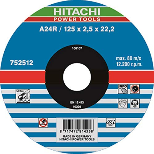 HIKOKI 752525 - Discos abrasivos de corte para amoladoras angulares para metal - tipo A24R 230x22,23 mm