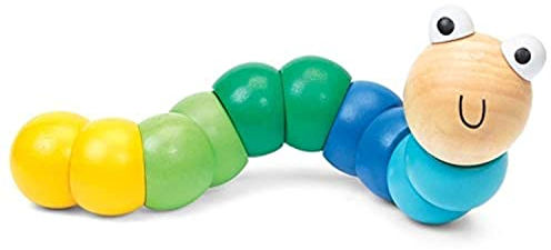 Bunter Biegewurm aus Holz: Süßes Gelenktier aus Holz. Fördert die Wahrnehmung, Motorik und den Tastsinn. Durch eine flexible Gummischnur lässt sich der Wurm in unterschiedliche Richtungen drehen.