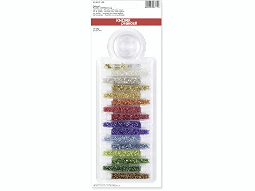 Knorr Prandell 216115105 Rocailles-Set Durchmesser 2,5 mm , Rundperlen bunt gemischt mit Silbereinzug Transparente Farben