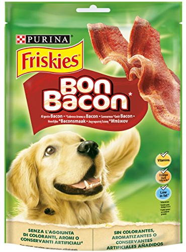 PURINA FRISKIES Bon Bacon 5 Promesse Snack per Cani Adulti al gusto di Bacon 6 Confezioni da 120g