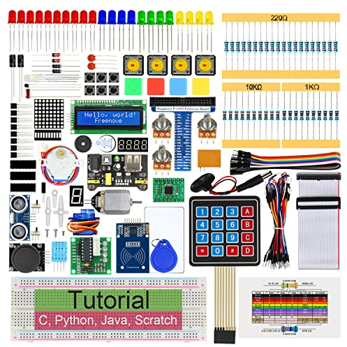 Freenove RFID Starter Kit for Raspberry Pi 5 4 B 3 B+ 400 Zero 2 W, 927-Page Detailed Tutorial, Python C Java Scratch Processing Code, 204 Items, 122 Projects (Raspberry Pi NOT Included)