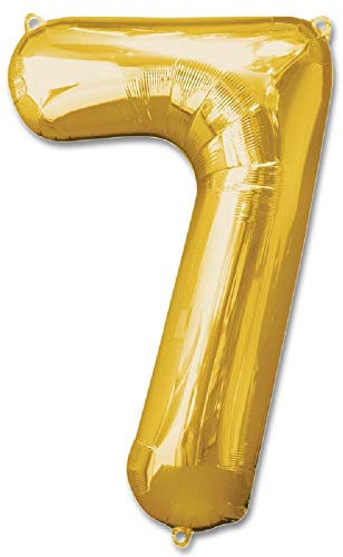 16 Gold Number 7 Foil Balloons Air Filled Self Inflating Birthday Anniversary Wedding Party Banner Decorations