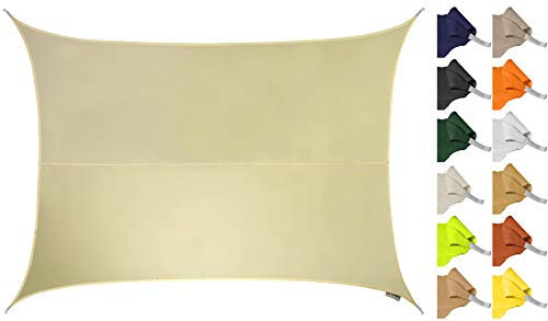 Kookaburra 6m x 5m Rectangle Water Resistant Garden Patio Sun Shade Sail Canopy 96.5% UV Block with Free Rope (Ivory)