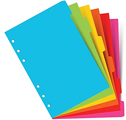 Filofax A5 Brights Register mit 6 Blanko-Registern.