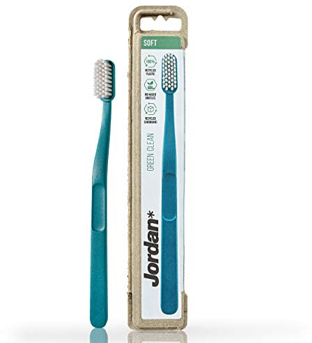 Jordan Green Clean – Award Winning Sustainable Eco Toothbrush Made from Recycled Materials | Eco Friendly | Scandinavian Design | Soft Bristles | Mixed Colour