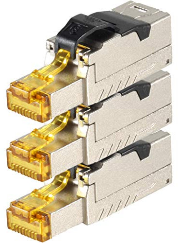 1aTTack.de 3 x CAT 8-3 x connecteur réseau RJ45 connecteur RJ45 sans outil boîtier métallique blindé CAT8 40Gbit s compatible avec Cat5 Cat6 Cat7 3 pièces connecteur Cat8 connecteur Cat8