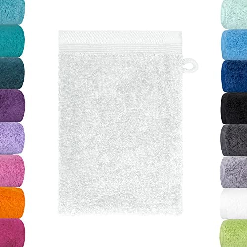 Lavea Waschlappen Set - 6X Waschhandschuh 16x22 cm - Weiß - weiche Duschlappen für Gesicht & Körper von Baby, Kinder & Erwachsene - 100% GOTS zertifizierte Bio-Baumwolle - Premium Serie Bali