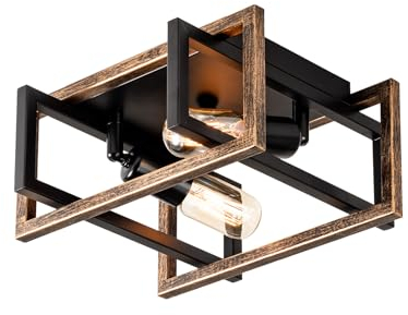 LULING 2-Light Lámpara de techo con enchufe ajustable, 29CM Lámpara de techo empotrada, acabado de bronce para el pasillo, dormitorio, comedor. (Sin bombilla)