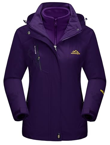 MAGCOMSEN Winter Coats for Women 3 In 1 Ski Snow Jacket Women Fleece Waterproof Insulated Skiing Raincoat Dark Purple M