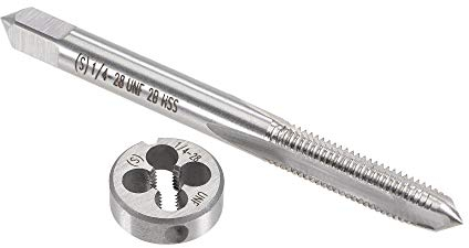 sourcing map 1/4-28 UNF Tarauds et Matrices Ensemble HSS Machine Filetage Robinet avec Rond Filetage Matrice Main Droite