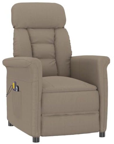 vidaXL Massagesessel, Relaxsessel mit Liegefunktion Vibrationsfunktion, Elektrisch Sessel Fernsehsessel, Liegesessel Polstersessel, Taupe Wildleder-Optik