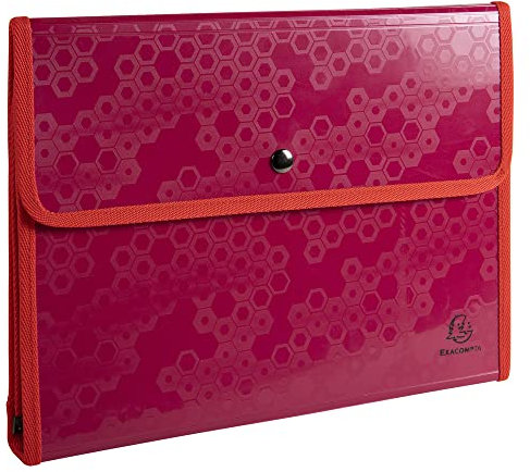 Exacompta 56410E Konferenzmappe Maïa DIN A4 aus Recycling-Kunststoff mit Druckknopfverschluss und 6 Fächern 33 x 25,5 cm 1 Stück Zufallsfarbe ideal für Ihre Dokumente Aktenmappe Sammelmappe