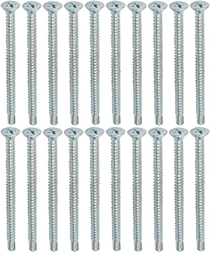 AERZETIX - C44709 - Lot de 20 - Vis à tôle autoperceuses Ø4.8x70mm à tête fraisée - DIN 7504 P - à empreinte PH/cruciforme - en acier zingué - bardage tôle ossature métallique - couleur argent