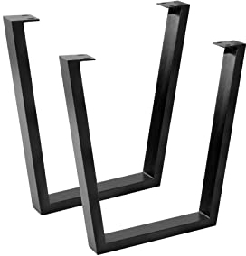 SAM Tischgestell in V-Form, 2er Set, Roheisen lackiert, schwarz, Kufengestell für Holztische, 70 x 10 x 74 cm, Gestell für DIY-Projekte