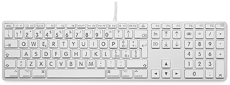 LMP Italienische USB-Tastatur (QWERTY) mit Großbuchstaben und Ziffernblock - Aluminiumabdeckung und 2 USB-A-Anschlüsse - Mac kompatibel (Silber)