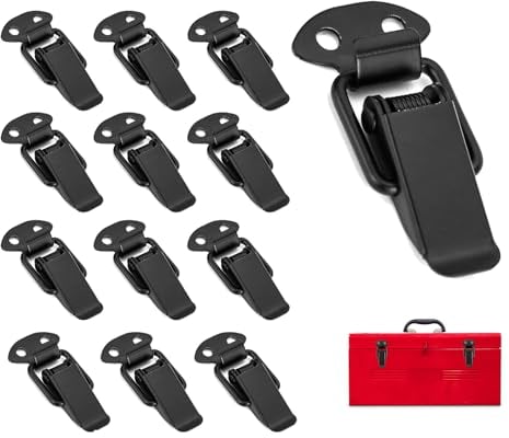 12 StüCk Edelstahl Verschluss Haspe, Schwarz Hebelverschluss, Kistenverschluss, Spannverschluss Edelstahl, Edelstahl Hebelverschluss, Geeignet FüR Kisten, WerkzeugkäSten, Schubladen, SchräNke