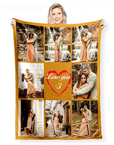 Personalised Photo Blanket with Own Photo Text Collage, Fotodecke, Personalisierte Decke mit Foto, Friends, Family, Father, Mother, Children, Gift for Birthday, Christmas, Wedding, Anniversary