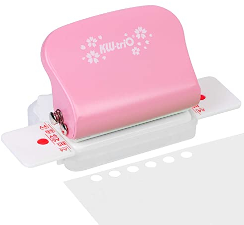 REAQUE Locher für Ordner, 6-fach Lochung, Büro Locher aus Metall, Für 5 Blatt, für Papierformate A4/A5/B5, Klein und Tragbar, Einfach zu Bedienen