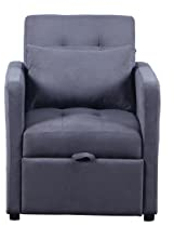 SHIITO - Sillón Cama Reclinable - 69 x 82,5 x 84 cm - Modelo Duende - Asiento de Apertura Deslizante - Estilo Moderno - Tapizado en Tela - Gris Oscuro