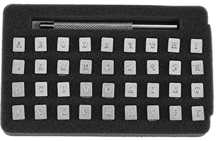 Alfabeto Perforador de Letras, 36 Uds. Sello de Cuero con Número de Letra de Acero para Golpear una Herramienta para Impresión Artesanal DIY 6mm Habet Estampador de Cuero Punzonado (3 mm)