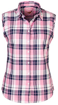 Rydale Ladies Sleeveless Country Shirt Womens Summer Shirts Blouse Top Vest Button Down (Sally Pink, 16)