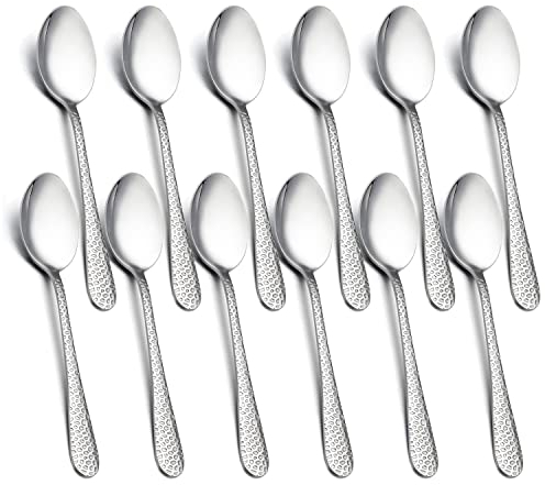 Herogo Teaspoons Set of 12, 14 cm Stainless Steel Teaspoons, Coffee Spoon for Home, Kitchen, Restaurant, Ideal for Coffee, Tea, Dessert, Non-Toxic & Healthy, Rust Free & Dishwasher Safe (Silver)