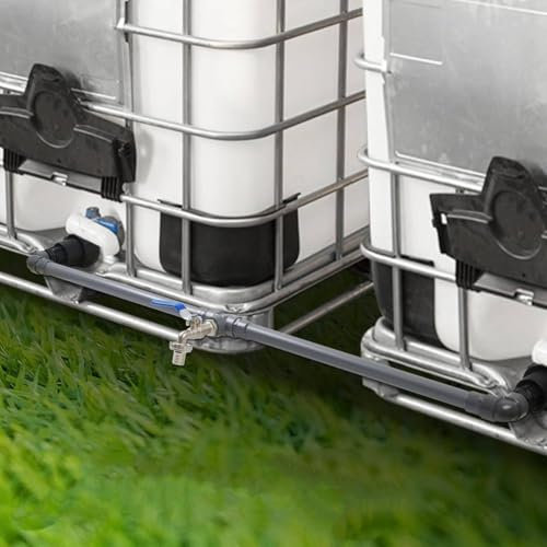 IBC Verbindungssets, IBC Adapter Verbindungsset für 2 IBC Tanks, IBC Schwanenhals 3/4 Auslaufhahn Tank Ventil, für Regenwassertanks Wasserhahn Wassertank Regentanks IBC Adapter