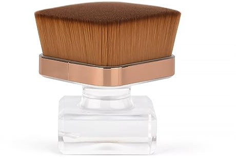 KADS Brosse à poussière pour ongles, maquillage en forme de fleur, base en cristal, brosse de nettoyage pour ongles, manucure et pédicure (deux têtes plates marron)